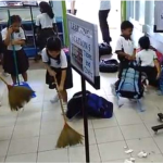 First graders clean and maintain their classrooms, South Korea