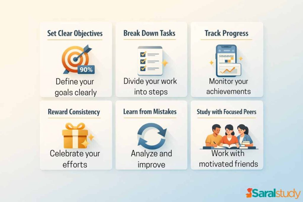 Why Self-Discipline is More Important Than Motivation for Students Infographic showing steps to build self-discipline with clear goals, tracking progress, and consistent study habits